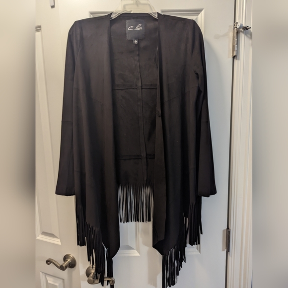 Black suede fringe jacket - Picture 1 of 7